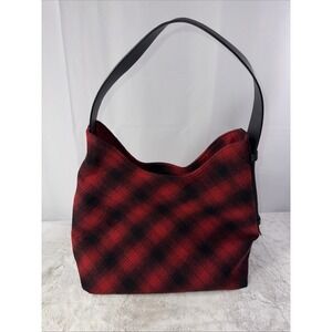 J Jill Red And Black Buffalo Shoulder Hobo Bag